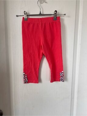 Girls pink Knit Capri Leggings with Bow Trim